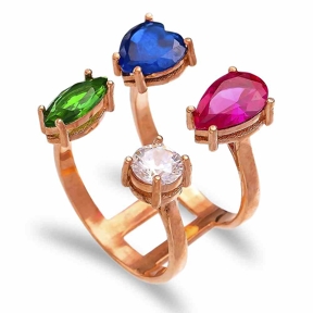 Colorful Stone Design Adjustable Ring Turkish Handmade Wholesale 925 Sterling Silver Jewelry
